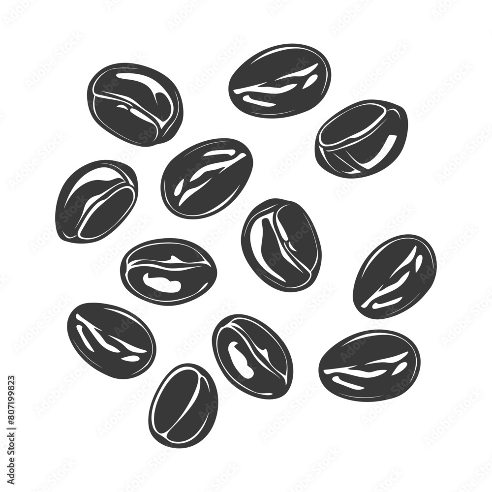 Silhouette coffee beans black color only Silhouette coffee beans black color only