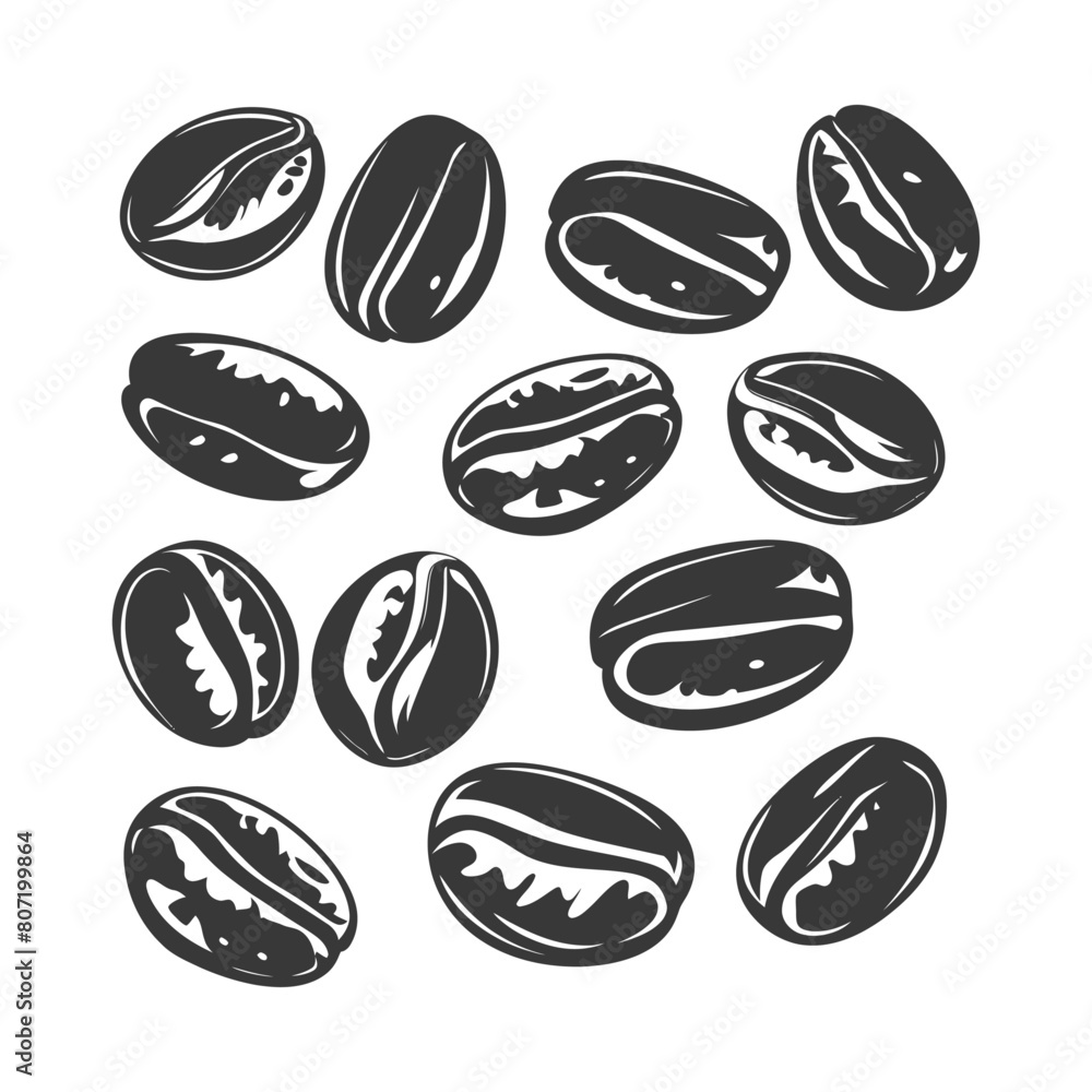 Silhouette coffee beans black color only Silhouette coffee beans black color only