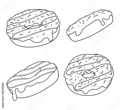 hand drawn illustration of donut in vector