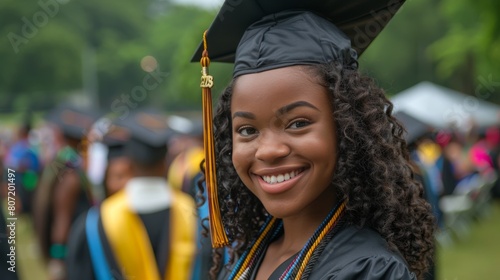 Woman in Graduation Cap and Gown