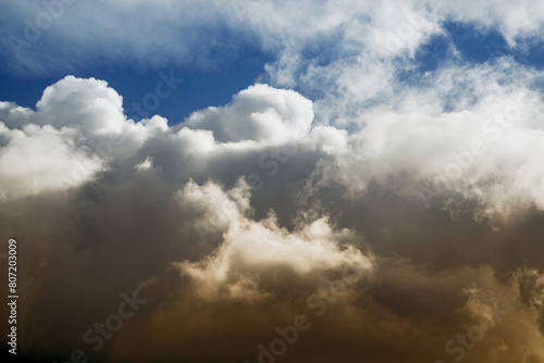 Storm clouds are gathering before the storm, warm and cold cyclones meet, an impending storm photo