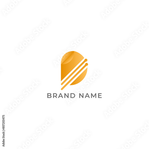 ILLUSTRATION MODERN LEAF TECHNOLOGY WITH LETTER D ORANGE GRADIENT COLOR SIMPLE BOTANICAL GEOMETRIC ECO NATURE LOGO ICON TEMPLATE ELEMENT DESIGN VECTOR