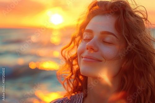 Wallpaper Mural happy person in a beach sunset landscape Torontodigital.ca