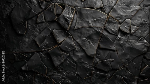 Cracked black stone texture. Abstract background