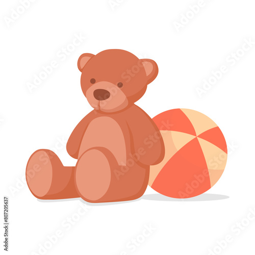 Soft teddy bear plushie and ball