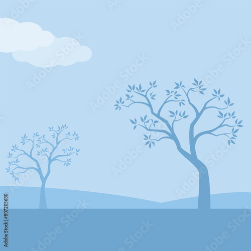 Minimal zen background with trees