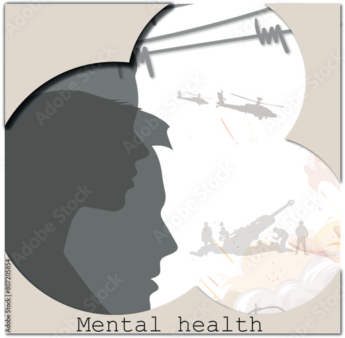 Mental health and post traumatic syndrome concept illustration
