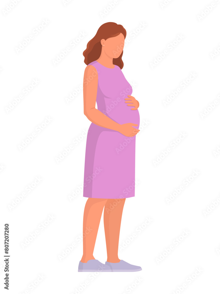 Happy pregnant woman touching her belly Happy pregnant woman touching her belly