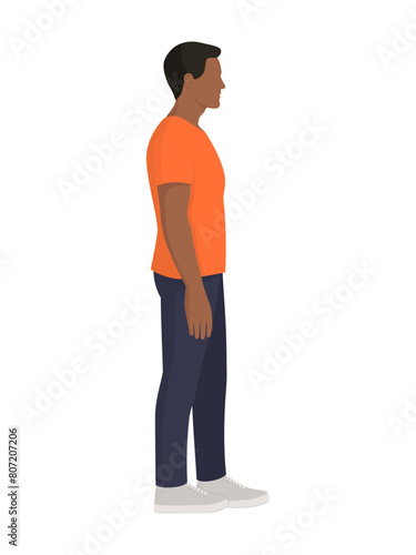 Man posing and standing side view
