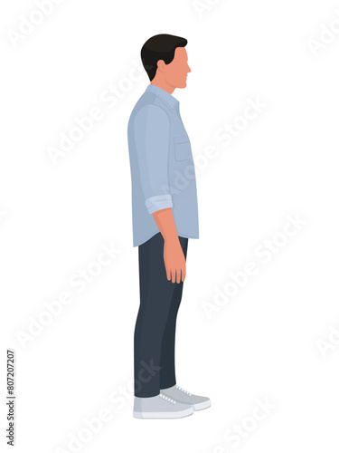 Man posing and standing side view