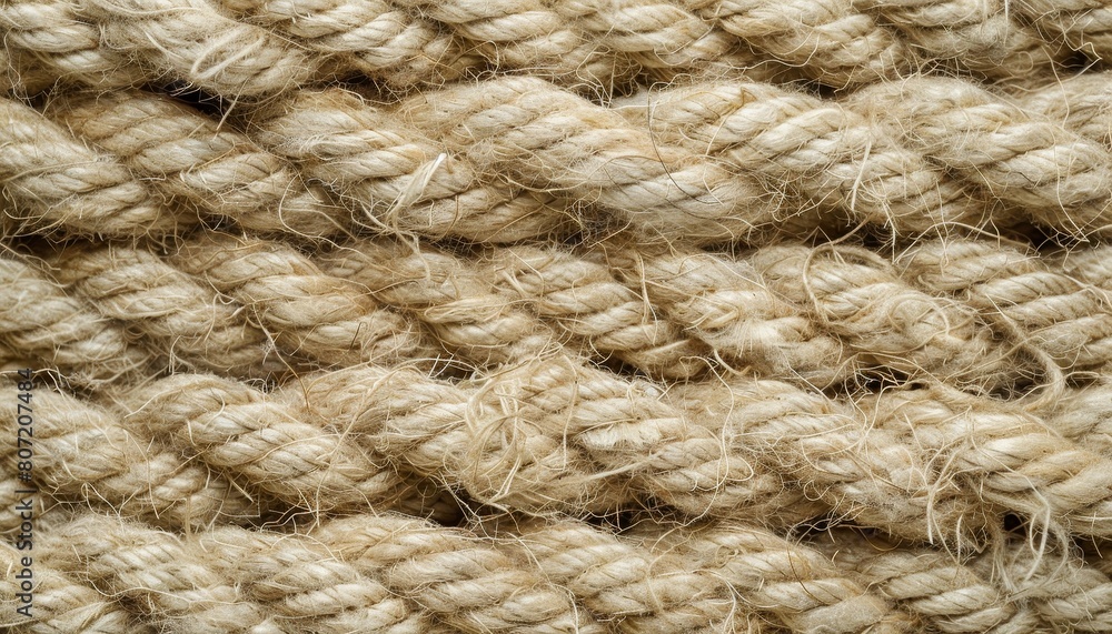 Close up of natural cotton rope showcasing its thick and sturdy hemp fibers Close up of natural cotton rope showcasing its thick and sturdy hemp fibers