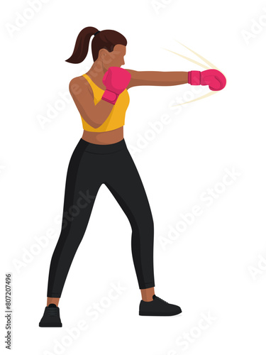 Boxer woman giving a punch