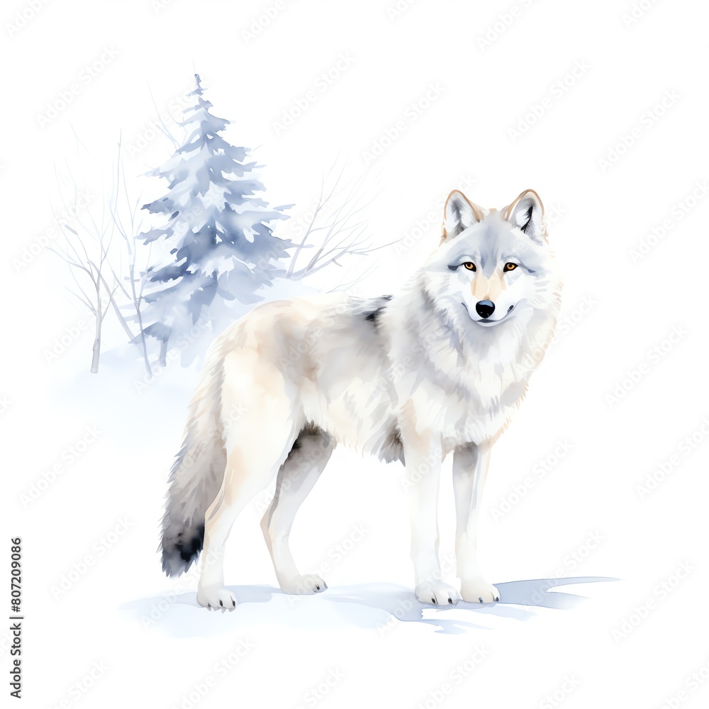 Majestic grey wolf in a snowy white landscape Majestic grey wolf in a snowy white landscape