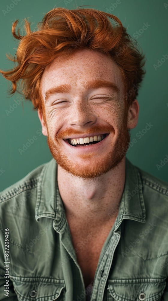 smiling man with red hair. smiling man with red hair.