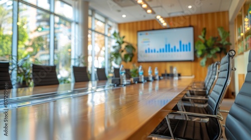 Modern Conference Room With Large Screen and Chairs