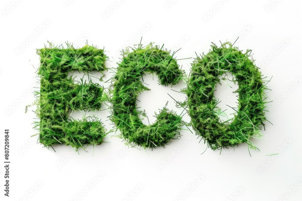 Word ECO made of green grass on white background Word ECO made of green grass on white background