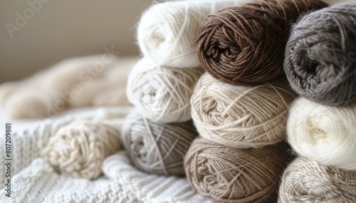 Cozy knitting yarn made of natural fibers like wool cashmere and angora