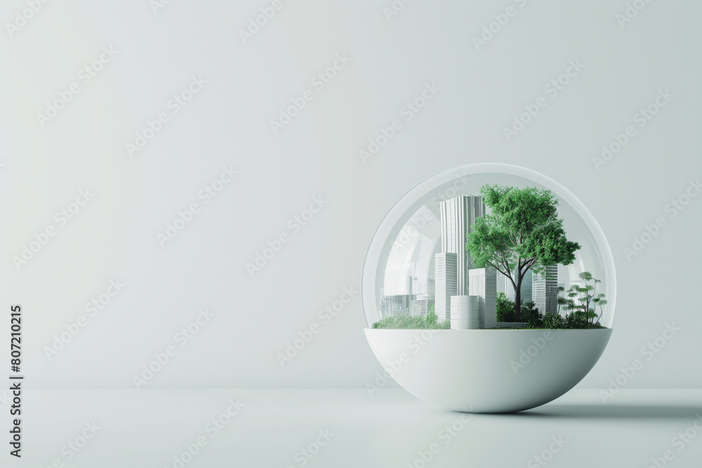 Minimalistic spherical eco-pod with tree Minimalistic spherical eco-pod with tree