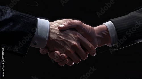 a close up of two business people shaking hands hyper realistic 