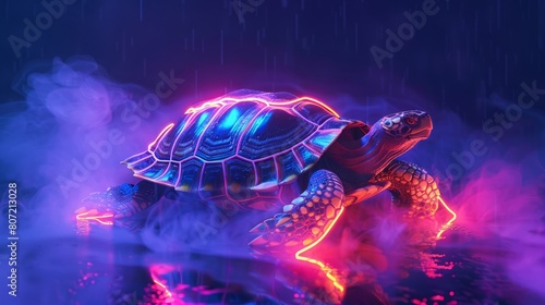 3d turtle with neon.