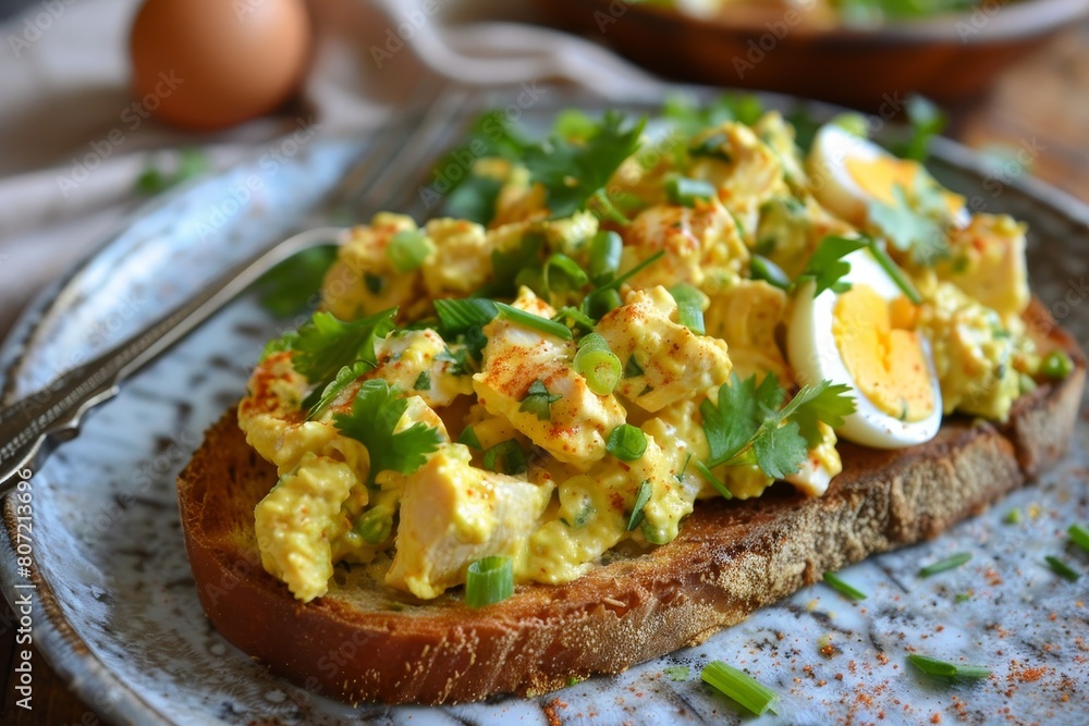 Dutch curry chicken and egg salad on toast Dutch curry chicken and egg salad on toast