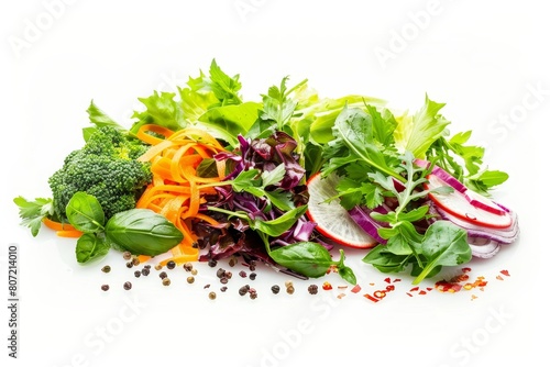 Exotic vegetable Thai salad on white background