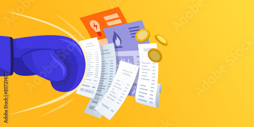 Boxing glove punching receipts and bills