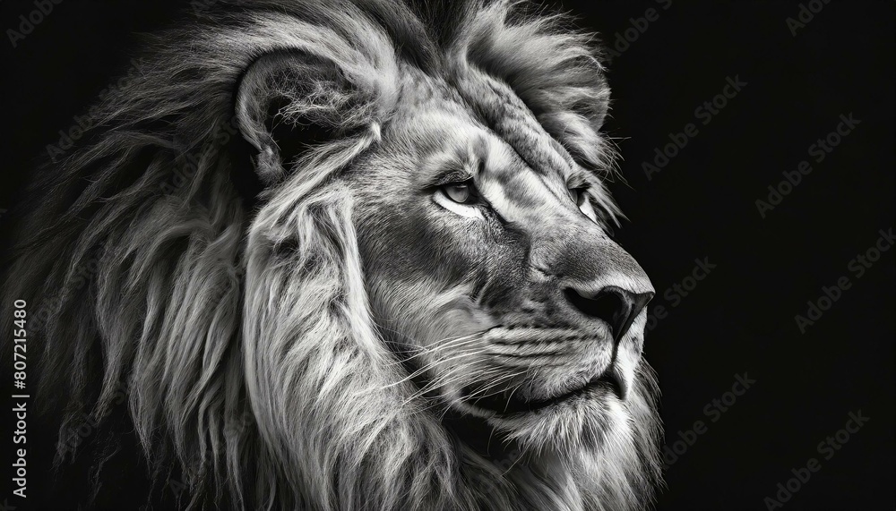 Fototapeta premium lion head portrait on black background