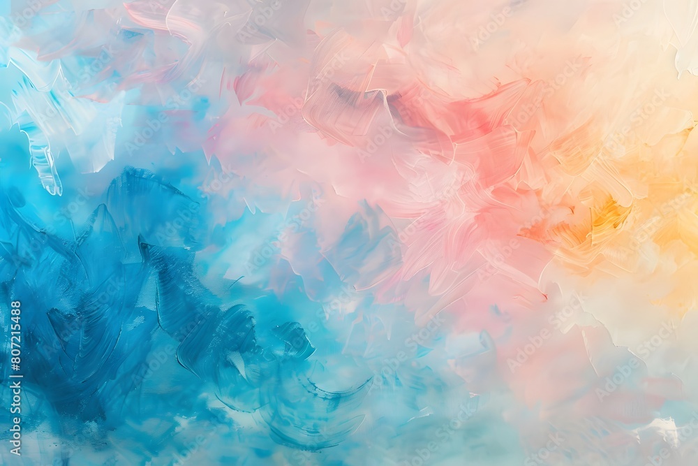 Abstract watercolor background with fiery orange, red and yellow hues blending into a smoky blue sky