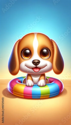 dog, tamadog, multidog, сartoon beagle with big eyes and smile photo