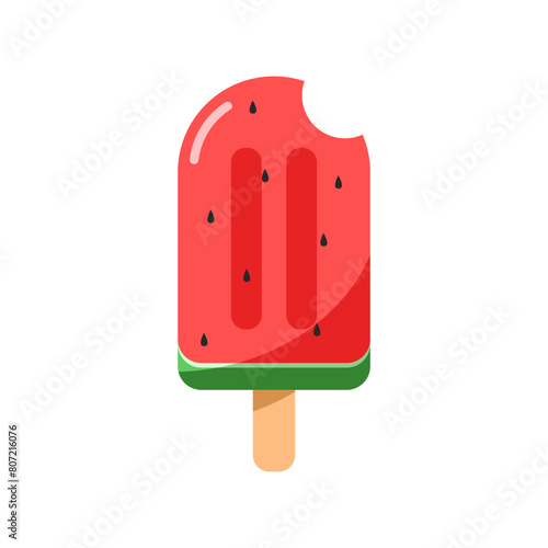 Refreshing watermelon flavored popsicle ice cream logo icon vector illustration isolated on white background