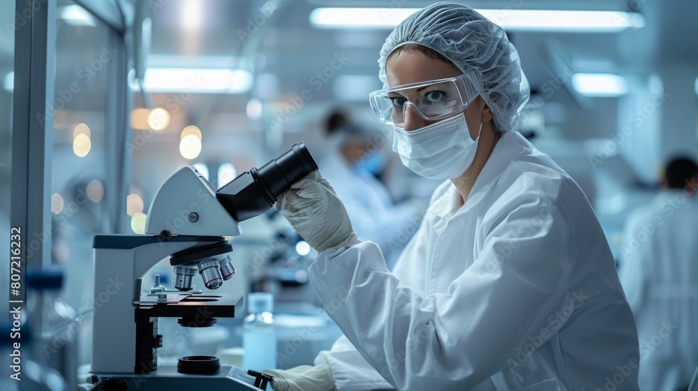 Scientist Using a Microscope in a Laboratory Scientist Using a Microscope in a Laboratory