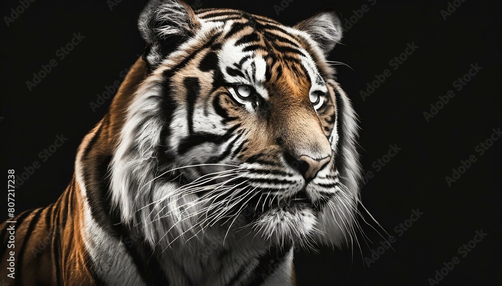Fototapeta premium portrait of a tiger on black background