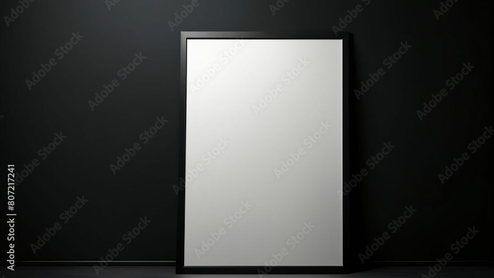 Abstract dark background template, blackboard design copy space wall. Big picture frame art in a black room, empty copy space, product display. Minimalist monochromatic poster frame mockup