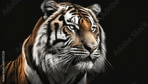 portrait of a tiger on black background