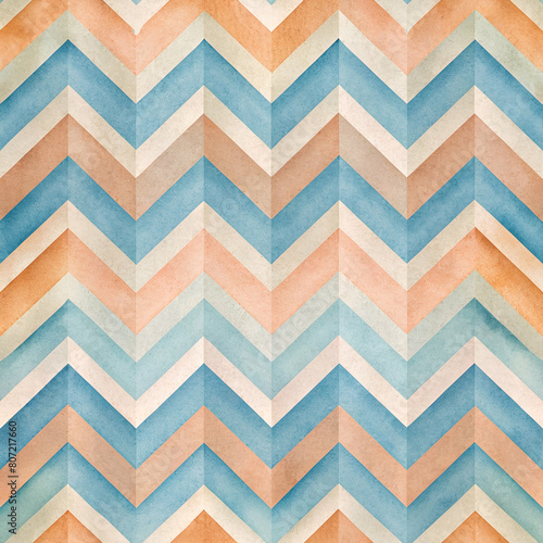 Baby Blue and Soft Peach Chevron Stripes