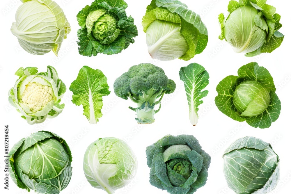 Group of isolated cabbage on white background Group of isolated cabbage on white background