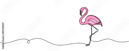 Continuous one line drawing of Flamingo.outline Vector illustration design