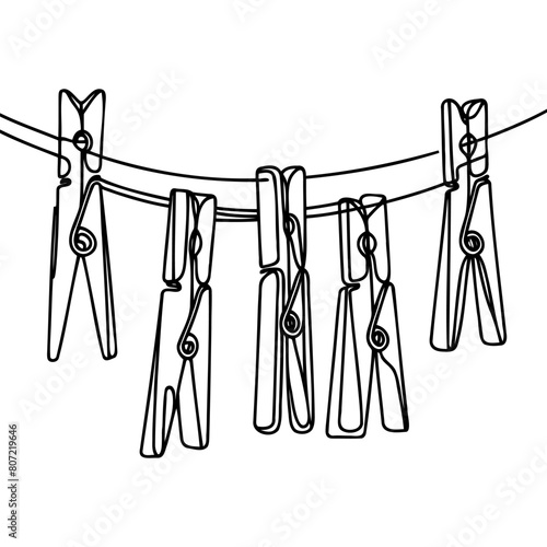 clothespins hanging on a rope drawn as a continuous line.
