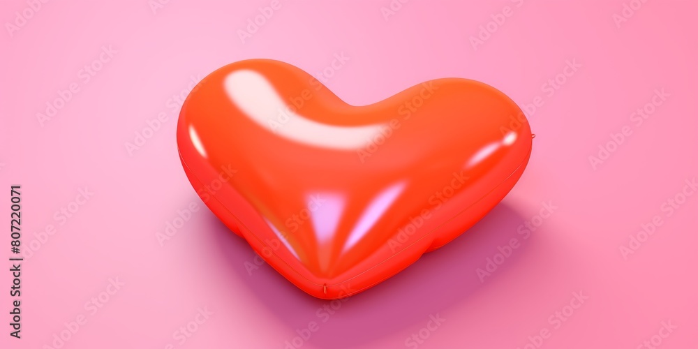 Solitary Red Heart Balloon on Peach Backdrop Solitary Red Heart Balloon on Peach Backdrop