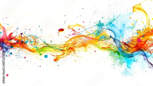 Playful swirls and splashes of vibrant color dancing across a pristine white background, evoking a sense of joy, creativity, and artistic expression.