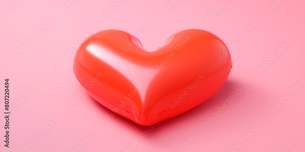 Solitary Red Heart Balloon on Peach Backdrop Solitary Red Heart Balloon on Peach Backdrop