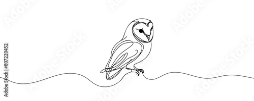 Online education owl one line graduation concept. E-learning training skill courses. vector illustration