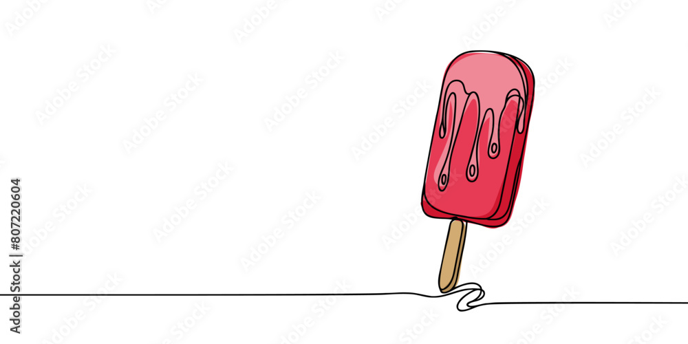 Outline ice cream popsicle stick vector one line continuous drawing illustration. Hand drawn linear silhouette icon Outline ice cream popsicle stick vector one line continuous drawing illustration. Hand drawn linear silhouette icon