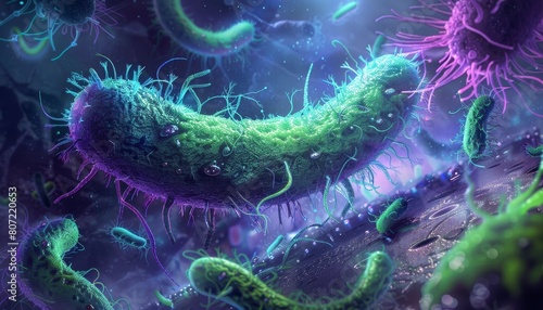 Illustration depicting single cell bacteria as the start of life on Earth