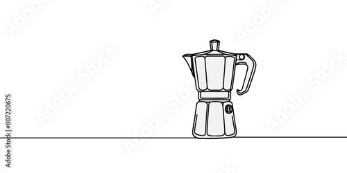 One line Geyser coffee machine. Coffee machine icon. Continuous outline of a Gas coffee maker