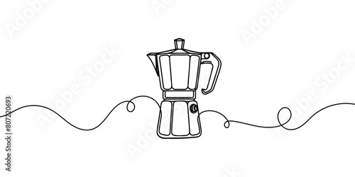 One line Geyser coffee machine. Coffee machine icon. Continuous outline of a Gas coffee maker
