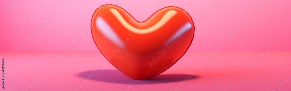 Solitary Red Heart Balloon on Peach Backdrop Solitary Red Heart Balloon on Peach Backdrop