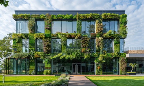 Modern building facade gree...