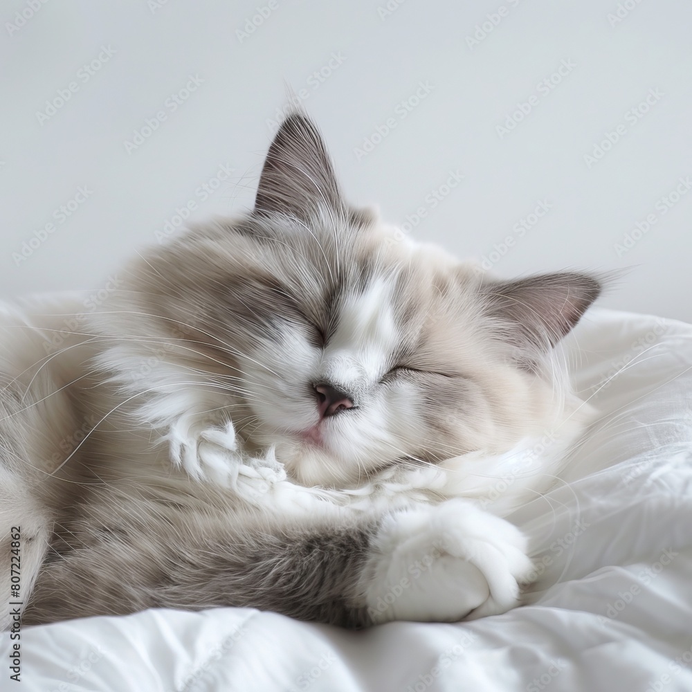Fototapeta premium A ragdoll cat is sleeping 3